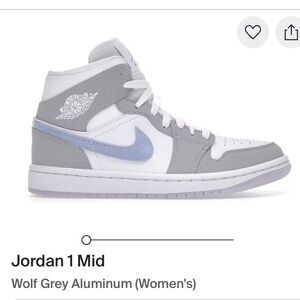Jordan 1 Mid Women's Sneakers in Gray and Blue